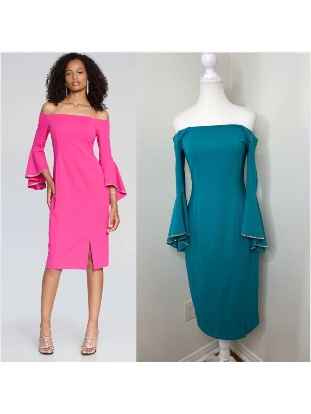 NWT Joseph Ribkoff Scuba Crepe Off-the-Shoulder Sheath Dress 6